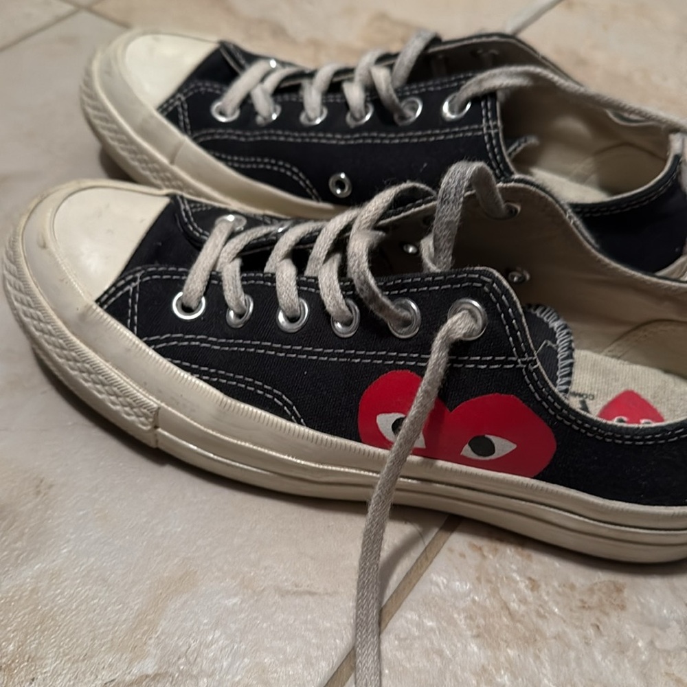 Black Canvas Sneaker with Red Heart Detail - Women's Shoes - Picture 9 of 11